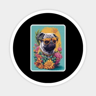 Pug in flowers Magnet